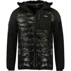 Kurtka zimowa "Denis" w kolorze czarnym. Czarne płaszcze męskie Geographical Norway Men, na zimę, s, z aplikacjami, bez kaptura. W wyprzedaży za 279,95 zł.
