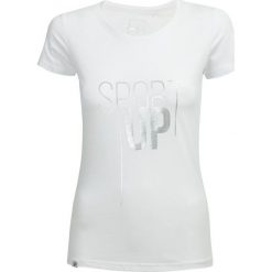 T-shirt damski TSD619 - biały - Outhorn. Białe koszulki damskie marki Outhorn, bez wzorów, z elastanu, bez kołnierzyka, bez rękawów. W wyprzedaży za 24,99 zł.
