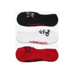 Converse 3-pack Skarpetki Czarny Czerwony Biały. Czerwone skarpetki męskie Converse, bez wzorów, z elastanu. Za 42,95 zł.