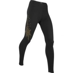 Legginsy sportowe, długie LEVEL1 bonprix czarny. Czarne spodnie damskie bonprix, w paski, na fitness i siłownię. Za 37,99 zł.