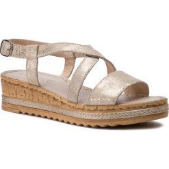 Sandały LASOCKI - H229 Gold 2. Żółte klapki damskie Lasocki, bez wzorów, ze skóry, bez obcasa, na obcasie. Za 139,99 zł.