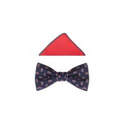 Granatowa mucha w czerwony wzór paisley A143. Czerwone muszki męskie Modini Moda Męska, na co dzień, bez wzorów, z tkaniny, eleganckie. Za 58,50 zł.