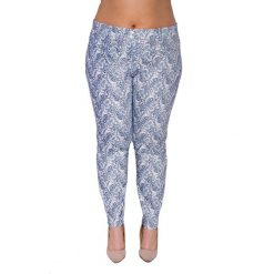 Casualowe spodnie cygaretki w niebieskie wzory PLUS SIZE. Niebieskie spodnie damskie Moda Size Plus Iwanek, s, bez wzorów, z bawełny, eleganckie. Za 129,00 zł.