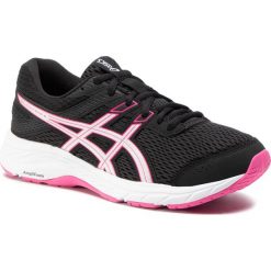 Buty ASICS - Gel-Contend 6 1012A570 Black/Pink Glo. Czarne buty sportowe damskie Asics, bez wzorów, ze skóry ekologicznej, sportowe, do biegania. Za 269,00 zł.