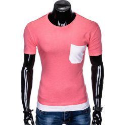 T-shirt męski bez nadruku S963 - różowy. Różowe t-shirty męskie Ombre Clothing, s, z nadrukiem, bez kołnierzyka. Za 15,99 zł.
