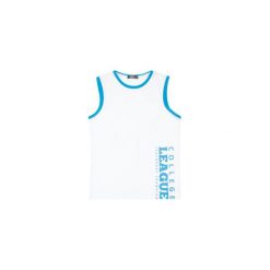 T-shirt bez rękawów chłopięcy z nadrukiem. Białe t-shirty chłopięce z nadrukiem marki TXM, bez rękawów. Za 10,39 zł.