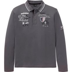 Shirt polo, długi rękaw bonprix szary łupkowy. Szare koszulki męskie bonprix, m, z aplikacjami, z długim rękawem. Za 49,99 zł.