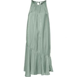 Sukienka midi bonprix szaro-zielony. Zielone sukienki damskie bonprix, bez wzorów, bez kołnierzyka, bez rękawów, midi. Za 79,99 zł.