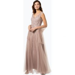 Luxuar Fashion - Damska sukienka wieczorowa z etolą, beżowy. Brązowe sukienki damskie Luxuar Fashion, w koronkowe wzory, z koronki, wizytowe, bez kołnierzyka, bez rękawów. Za 799,95 zł.