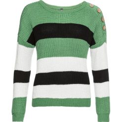 Sweter bonprix zielony bluszcz - czarno-biel wełny. Zielone swetry damskie bonprix, bez wzorów, z wełny, bez rękawów, bez kaptura. Za 99,99 zł.