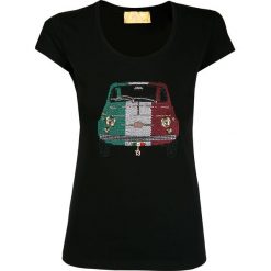 T-shirt EAN13 F 501 UNIQUE Print|Czarny. Czarne t-shirty damskie marki Ean13, bez wzorów, z elastanu, klasyczne, z włoskim kołnierzykiem. W wyprzedaży za 445,00 zł.
