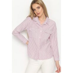 Czerwona Koszula Classic Stripes. Czerwone koszule wiązane damskie Born2be, s, w paski, klasyczne, z klasycznym kołnierzykiem. Za 74,99 zł.