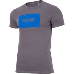T-shirt męski TSM009 - średni szary melanż. Szare koszulki męskie 4f, m, bez wzorów, bez kołnierzyka. W wyprzedaży za 34,99 zł.