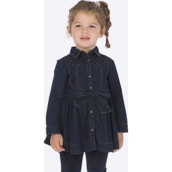 Mayoral - Sukienka dziecięca 92-134 cm. Niebieskie sukienki dziewczęce Mayoral, bez wzorów, z bawełny, casualowe, z długim rękawem, długie, mini, rozkloszowane. Za 162,90 zł.