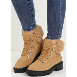 Camelowe Traperki Fancy Crazy. Szare buty zimowe damskie Born2be, z okrągłym noskiem, na niskim obcasie. Za 109,99 zł.