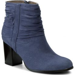 Botki ANN MEX - 7888 05CW Granat. Niebieskie botki damskie na obcasie Ann Mex, ze skóry. W wyprzedaży za 249,00 zł.