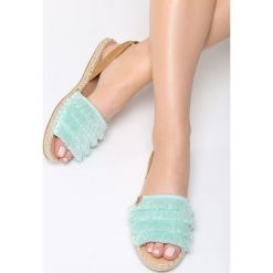 Miętowe Sandały Arts Festival. Zielone espadryle damskie Born2be, w paski, bez obcasa, na płaskiej podeszwie, z paskami. Za 69,99 zł.