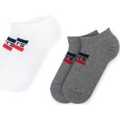 Zestaw 2 par niskich skarpet unisex LEVI'S - 993022001 White/Grey 062. Szare skarpetki damskie Levi's®, bez wzorów, z elastanu. Za 34,99 zł.