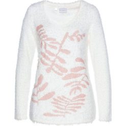 Sweter bonprix biel wełny - złoty. Białe swetry damskie bonprix, bez wzorów, z wełny, bez rękawów, bez kaptura. Za 74,99 zł.