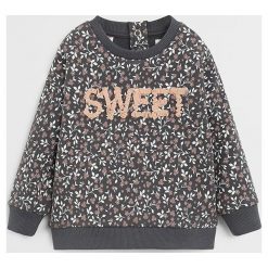 Mango Kids - Bluza dziecięca Dulce 80-104 cm. Szare bluzy dziewczęce Mango Kids, z aplikacjami, z bawełny, bez rękawów, bez kaptura. W wyprzedaży za 55,90 zł.