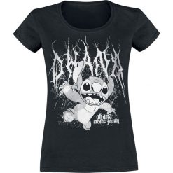 Lilo & Stitch Metal Ohana Koszulka damska czarny. Czarne koszulki damskie marki Lilo & Stitch, l, z nadrukiem, z okrągłym kołnierzem. Za 74,90 zł.