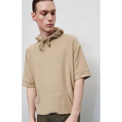 Bluza z krótkim rękawem - Beżowy. Brązowe bluzy męskie Reserved, xl, bez wzorów, bez kołnierzyka, z krótkim rękawem, krótkie, bez kaptura. Za 99,99 zł.