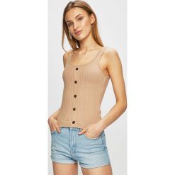 Tally Weijl - Top. Brązowe bluzki damskie TALLY WEIJL, s, bez wzorów, z elastanu, z okrągłym kołnierzem. W wyprzedaży za 27,90 zł.