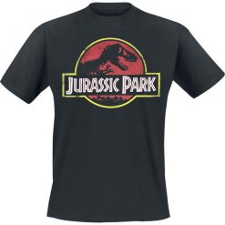 Jurassic Park Classic Logo T-Shirt czarny. Czarne koszulki męskie marki Jurassic Park, xl, z nadrukiem, klasyczne, z okrągłym kołnierzem. Za 89,90 zł.