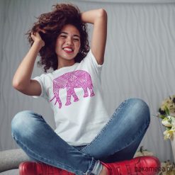 Słoń bazgroły dopasowana koszulka tshirt damski. Szare bralety marki Pakamera, s, z nadrukiem, z bawełny. Za 85,00 zł.