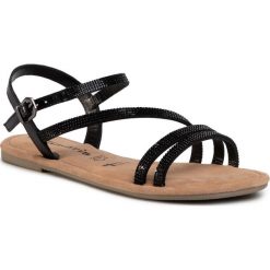 Sandały TAMARIS - 1-28113-24 Black Glam 047. Czarne klapki damskie Tamaris, bez wzorów, ze skóry, bez obcasa, na obcasie. Za 169,00 zł.