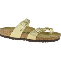 Birkenstock Mayari BF 1016417. Żółte klapki damskie Birkenstock, bez wzorów, bez obcasa. W wyprzedaży za 249,99 zł.