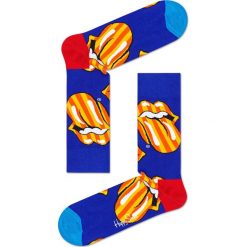 Happy Socks - Skarpetki Rolling Stones. Niebieskie skarpetki damskie Happy Socks, bez wzorów. W wyprzedaży za 47,90 zł.