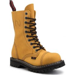 Glany NAGABA - 010H Żółty Crazy. Żółte glany damskie Nagaba, ze skóry, klasyczne, bez obcasa, bez zapięcia. Za 319,00 zł.