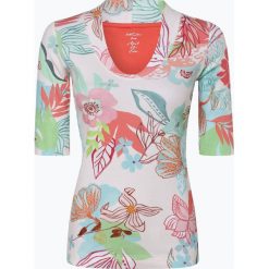Marc Cain Collections - T-shirt damski, biały. Białe t-shirty damskie Marc Cain Collections, w kwiaty, prążkowane, sportowe, bez kołnierzyka. Za 449,95 zł.