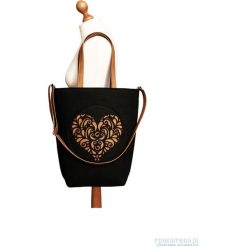 Shopper bag folk 2 czarne serce - Czech draft. Czarne shopper bag damskie Pakamera, z materiału. Za 90,00 zł.