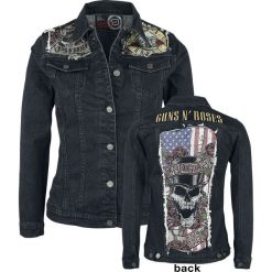 Guns N' Roses EMP Signature Collection Kurtka jeansowa damska czarny. Czarne kurtki damskie jeansowe marki Guns N' Roses, xxl, z aplikacjami. Za 244,90 zł.