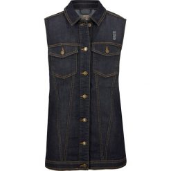 Kamizelka dżinsowa z wstawkami w prążek bonprix czarny denim. Czarne kamizelki damskie bonprix, bez wzorów, z denimu, bez kaptura. Za 109,99 zł.