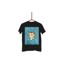 Koszulka Kit van Gogh or Vincent van Cat Męska. Czarne koszulki męskie Failfake, s, bez wzorów, bez kołnierzyka, bez rękawów. Za 130,00 zł.