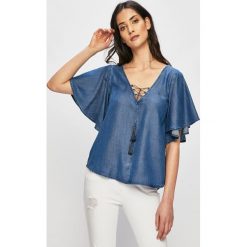 Guess Jeans - Top. Szare bluzki damskie Guess Jeans, s, z aplikacjami, z lyocellu, bez kołnierzyka. W wyprzedaży za 219,90 zł.