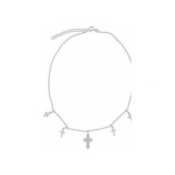 Naszyjniki damskie: Srebrny naszyjnik choker z krzyżykami