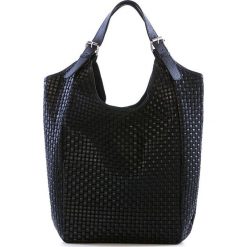 Shopper bag damskie: Skórzana torebka w kolorze czarnym – 28 x 22 x 40 cm