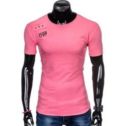 T-SHIRT MĘSKI Z NADRUKIEM S957 - RÓŻOWY. Różowe t-shirty męskie marki Ombre Clothing, s, z nadrukiem. Za 29,00 zł.