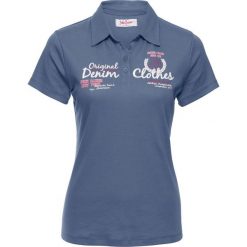 Shirt polo z nadrukiem, krótki rękaw bonprix indygo. Niebieskie koszulki damskie bonprix, z nadrukiem, polo, z krótkim rękawem. Za 39,99 zł.