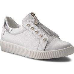Sneakersy R.POLAŃSKI - 0921 Biały Krasz Srebrny. Białe półbuty damskie R.Polański, ze skóry. W wyprzedaży za 229,00 zł.