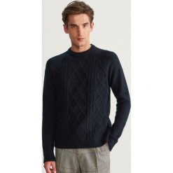 Sweter z raglanowym rękawem - Granatowy. Niebieskie swetry klasyczne męskie Reserved, l. Za 99,99 zł.