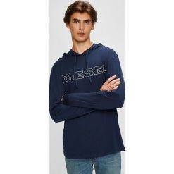 Diesel - Bluza. Niebieskie bluzy męskie Diesel, xl, z nadrukiem, z bawełny, z kapturem, bez rękawów, z kapturem. W wyprzedaży za 169,90 zł.