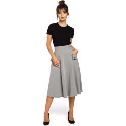 CAMILLE Rozkloszowana spódnica z kieszeniami - szara. Szare spódniczki damskie BE, s, z elastanu, eleganckie, midi, rozkloszowane. W wyprzedaży za 69,00 zł.