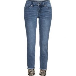 Dżinsy SKINNY z wstawką we wzór skóry węża bonprix niebieski "bleached”. Niebieskie jeansy damskie bonprix, z jeansu. Za 64,99 zł.