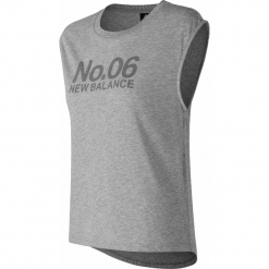 New Balance WT83591AG. Szare podkoszulki damskie marki New Balance, xs, bez wzorów, z jedwabiu, klasyczne, z klasycznym kołnierzykiem. W wyprzedaży za 69,99 zł.