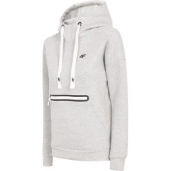 Bluza damska BLD007 - chłodny jasny szary melanż. Szare bluzy damskie marki 4f, bez wzorów, z bawełny, bez rękawów, z kapturem. Za 169,99 zł.